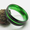 8mm Green & Black Beveled Tungsten Carbide Wedding Band