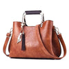Tassel & Cat Pendant Casual PU Leather Vintage Tote Handbag & Shoulder Bag