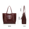 Oil Waxed PU Leather Tassel Large Capacity Handbag & Shoulder Bag