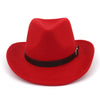 Wide Brim Wool Felt Western Cowboy Hat with Belt Buckle