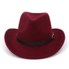 Wide Brim Wool Felt Western Cowboy Hat with Belt Buckle