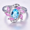 Bohemian Flower Shape Cubic Zirconia 925 Sterling Silver Engagement Ring