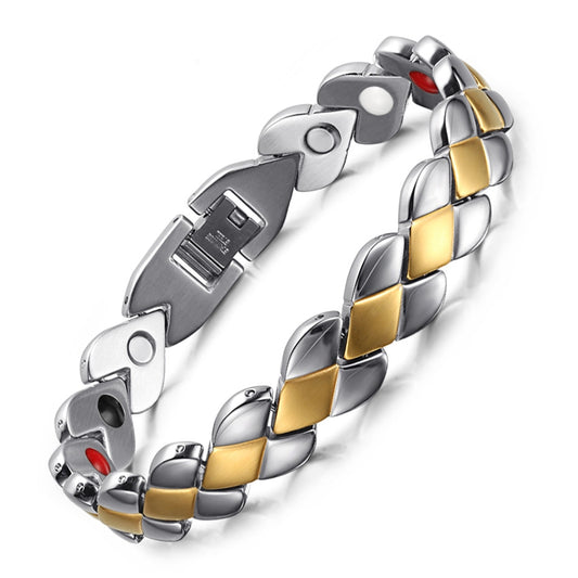 Shield Design Two-toned Magnetic Bracket Bracelet