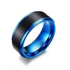 8mm Blue & Black Tungsten Carbide and Blue Zirconia Wedding Ring Set