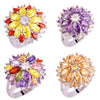 Cubic Zirconia Cluster 925 Sterling Silver Flower Fashion Ring