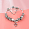 Unique Silver Heart, Snowflake & Flower Charm Crystal Bracelet