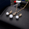 Pearl & Crystal Swirled Fashion Necklace & Earrings Wedding Jewelry Set