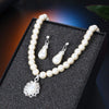 Pearl & Crystal Drop Necklace & Stud Earrings Wedding Jewelry Set