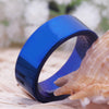 8mm Polished Blue Tungsten Carbide Wedding Band