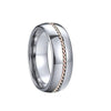 Silver Tungsten Carbide with Rose Gold Twist Inlay Wedding Bands Set