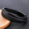 Multilayer Braided Leather & Stainless Steel Magnetic Clasp Fashion Bracelet