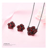 Crystal Rose Flower Necklace & Earrings Jewelry Set