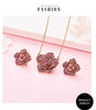 Crystal Rose Flower Necklace & Earrings Jewelry Set
