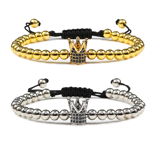 Micro Pave Crown Beaded Bracelet