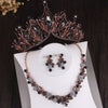 Baroque Black Crystal and Flower Tiara, Necklace & Earrings Jewelry Set