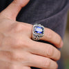 Blue Cubic Zirconia Stone 925 Sterling Silver Biker Vintage Ring