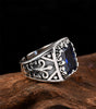 Blue Cubic Zirconia Stone 925 Sterling Silver Biker Vintage Ring