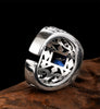 Blue Cubic Zirconia Stone 925 Sterling Silver Biker Vintage Ring