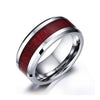 His & Hers Wedding Set - Men's Red Wood Tungsten and Women's White, Red Zircon Engagement Wedding Rings