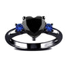 Black & Blue Celtic Dragon and Black Heart Cubic Zirconia Wedding Ring Set