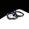 8mm Blue Carbon Fiber Inlay & Blue and Black Claddagh Zirconia Wedding Bands Set