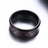 Red & Black Wedding Ring Set - Men's Carbon Fiber Inlay and Women's Red White Zirconia