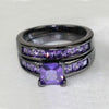 His & Hers Matching Tungsten Carbide Purple Zirconia Wedding Engagement Ring Set