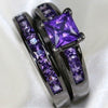 His & Hers Matching Tungsten Carbide Purple Zirconia Wedding Engagement Ring Set