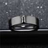 Black and White Cubic Zirconia Tungsten Carbide Wedding Engagement Ring Set