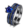 His & Hers Wedding Ring Set - Blue Zirconia and Celtic Dragon Wedding Engagement Bands