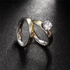 Silver & Gold Tungsten Carbide and Zirconia Wedding Engagement Ring Set