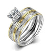 Gold & Silver Plated Wedding Ring Set with Cubic Zirconia