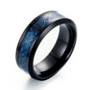 Blue & Black Celtic Dragon Inlay and Blue Square Zirconia Wedding Engagement Rings Set