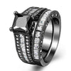 His & Hers Wedding Bands - Black Zirconia and Stainless Steel Zircon Rings