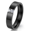 His & Hers Wedding Bands - Black Zirconia and Stainless Steel Zircon Rings