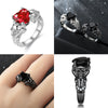 Punk Skull & Crystal Heart Cubic Zirconia Wedding Ring