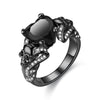 Punk Skull & Crystal Heart Cubic Zirconia Wedding Ring