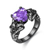 Punk Skull & Crystal Heart Cubic Zirconia Wedding Ring