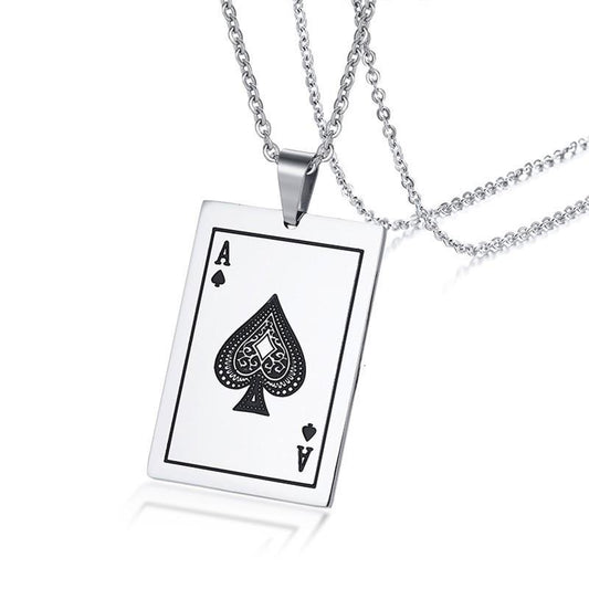 Ace of Spades Playing Card Player Pendant Necklace