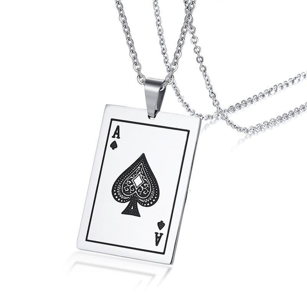Ace of Spades Playing Card Player Pendant Necklace