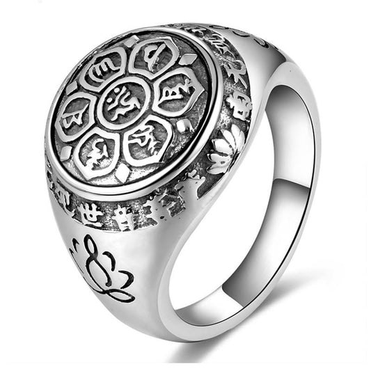 Six Words Mantra 925 Sterling Silver Biker Vintage Ring