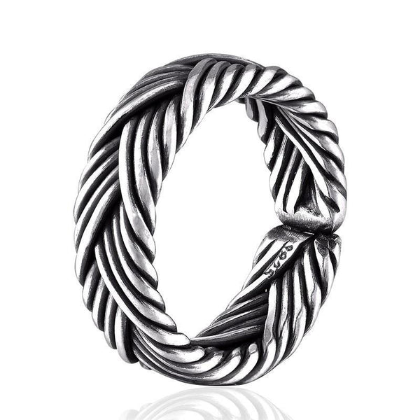 Adjustable Braided 925 Sterling Silver Vintage Wedding Band