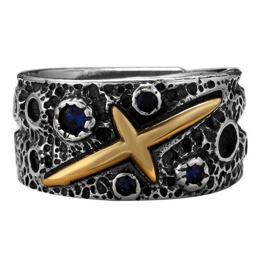 Starry Sky Cubic Zirconia & Brass Sterling Silver Adjustable Ring