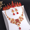 Gold Red Crystal and Rhinestone Tiara, Necklace & Earrings Baroque Vintage Jewelry Set