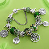 Fashion Green Tree of Life & Flower Charm Fashion Bracelet