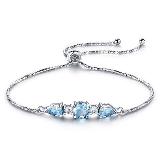 Sky Blue Topaz 925 Sterling Silver Adjustable Tennis Bracelet