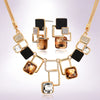Austrian Crystal and Rhinestone Geometric Square Necklace & Earrings Jewelry Set