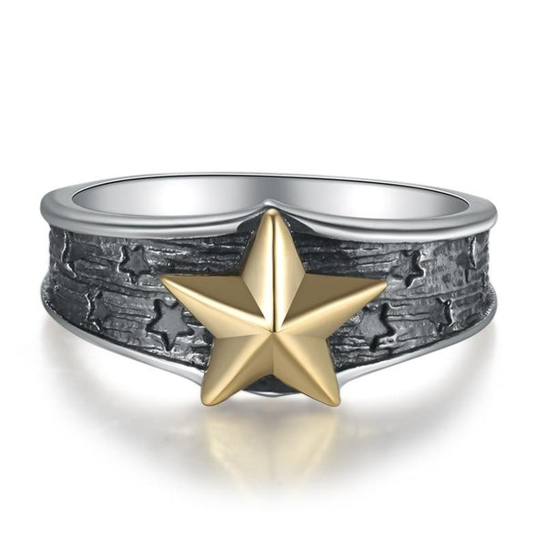 Gold Plated Star 925 Sterling Silver Vintage Ring
