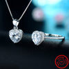 Heart Natural Crystal 925 Sterling Silver Necklace & Ring Jewelry Set