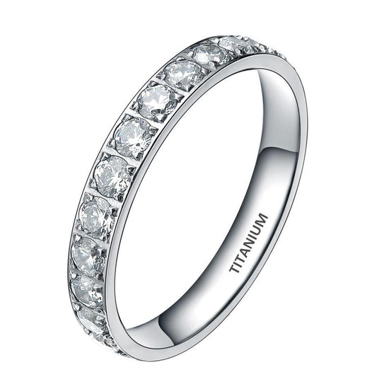 3mm Cubic Zirconia Titanium Eternity Wedding Ring